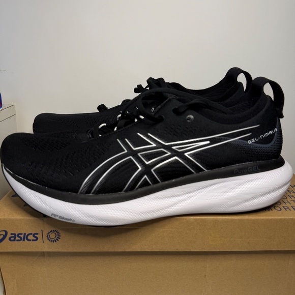 ASICS Gel Nimbus 25 Black White Men’s Size 12W Running Shoes NEW with Tags - Picture 2 of 9